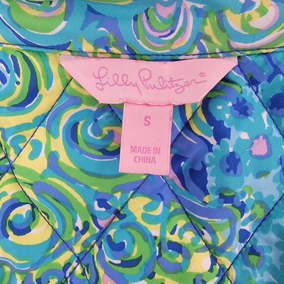 Lilly Pulitzer Blake Quilted Vest Iris Blue Size Small Pockets - Picture 13 of 16